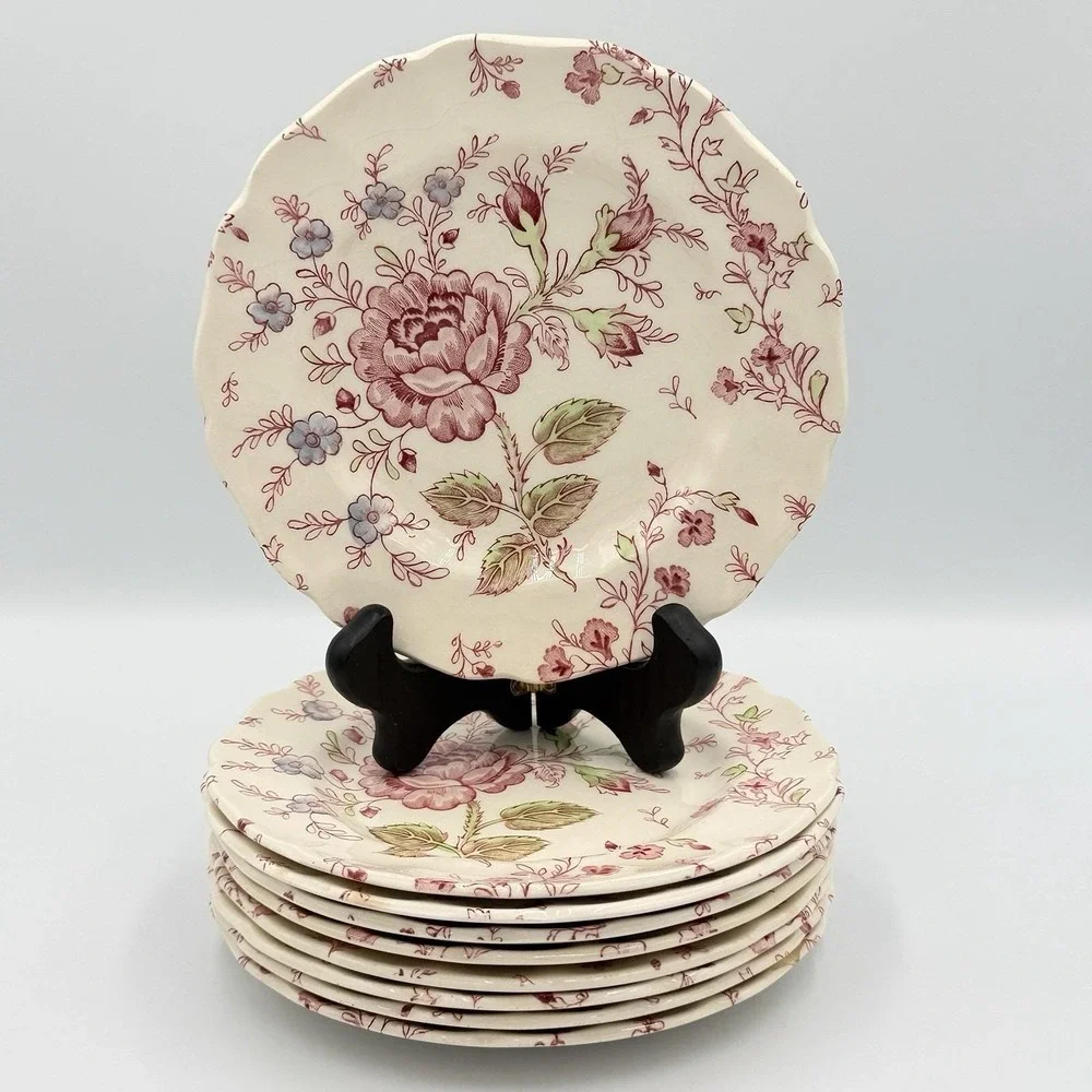 VTG Johnson Bros Rose Chintz Bread Dessert Plates 6.25